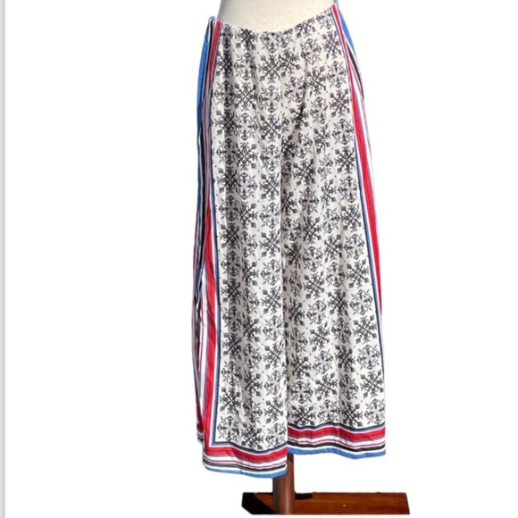 Zara Scarf Print Flowing Wide Leg High Waist Palazzo Pants - Picture 2 of 9